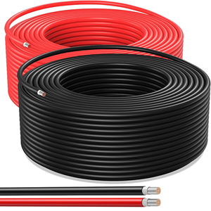 Solar Panel Wire 50Ft Black and 50Ft Red Kit, Solar Panel Extension Cable 10AWG (6mm²) Tinned Copper Wire for Outdoor Automotive RV Boat Marine Solar Panel (Black+Red)