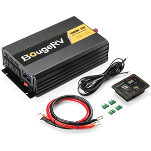 BougeRV Pure Sine Wave Inverter 1000W Convert DC 12V to AC 120V, with LCD Digital Displayer,
     Wired Remote Controller, for Off-Grid Solar Power System, RV, Home Backup Power