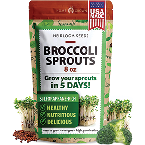 HOME GROWN Broccoli Seeds for Sprouting or Microgreens | Heirloom & Non-GMO | High Germination Sprout Seeds | Nutritious Micro Greens Seeds - Broccoli Sprouts in 5 Days - Sulforaphane Rich