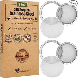 Mason Jar Sprouting Lids - 316 Surgical Stainless Steel