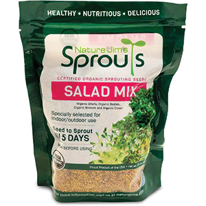Nature Jims Sprouts Salad Sprout Mix - Organic Salad Mix for Growing - Non-GMO Microgreen Seeds - Healthy Broccoli, Alfalfa, Radish, Clover Sprouting Seeds Variety Mix - Microgreens Growing 1lb